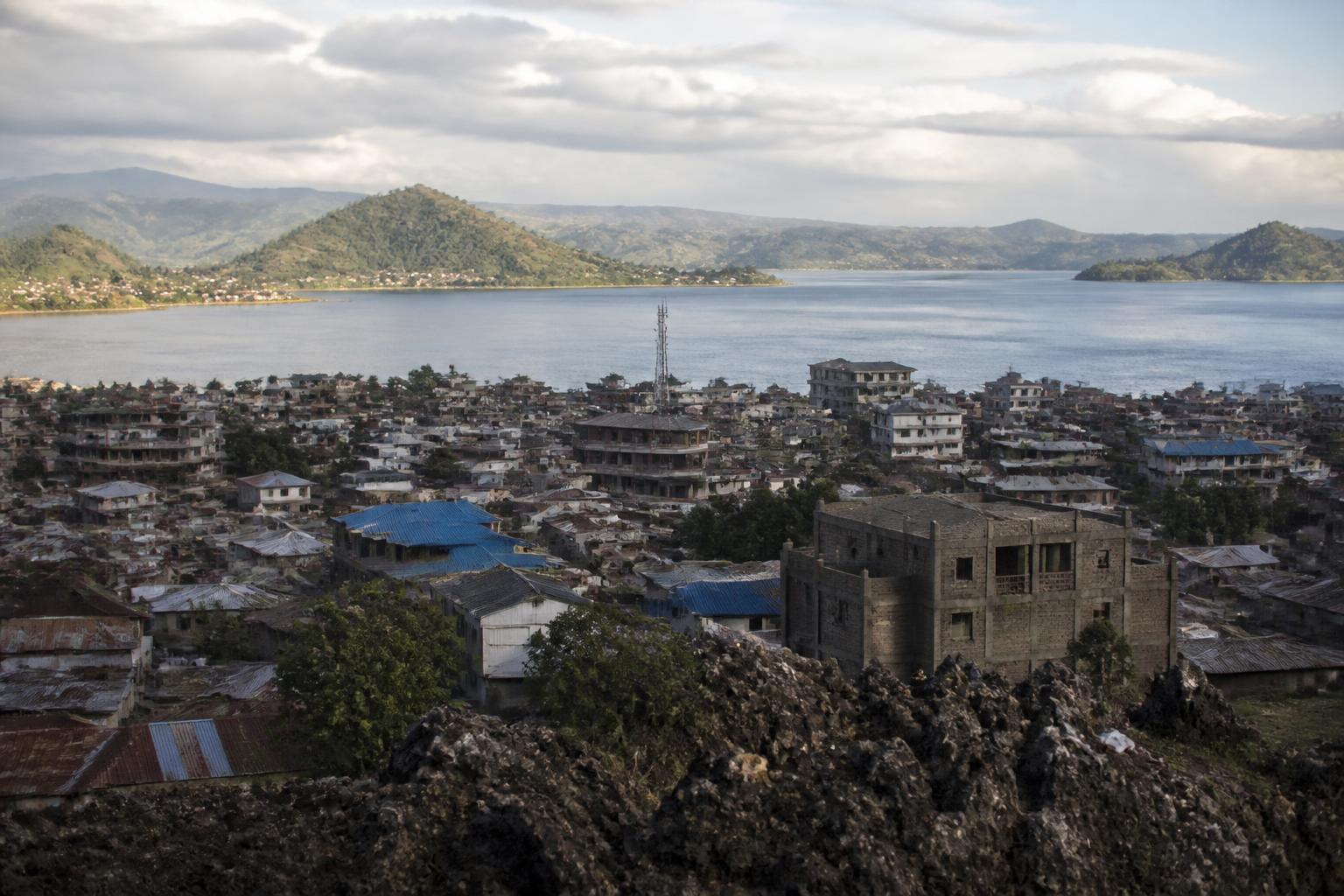Vue sur la ville de Goma et le lac Kivu, Nord-Kivu, République Démocratique du Congo